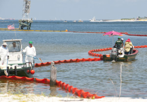 Oil spill being cleaned up