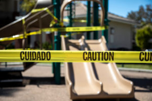 caution sign on playground