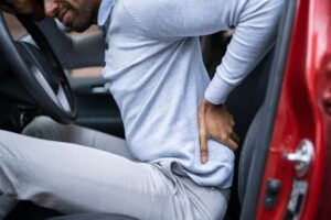 Man with a back injury after a car accident