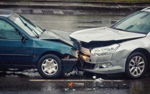 car accident on wet road