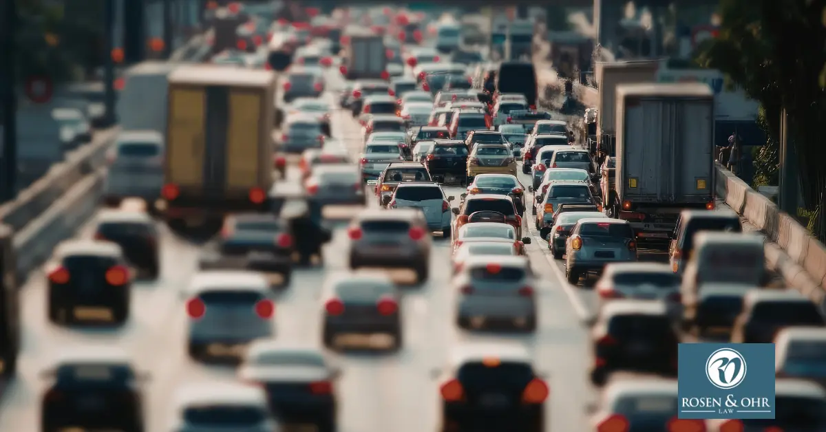 Hollywood, Florida intersection with heavy traffic where car accidents commonly occur